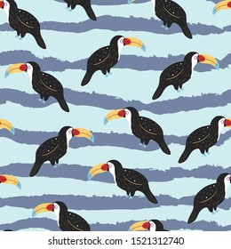 toucan vector seamless pattern. Concept for print, web design, cards, textile  