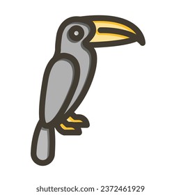 Toucan Vector Thick Line Filled Colors Icon For Personal And Commercial Use.
