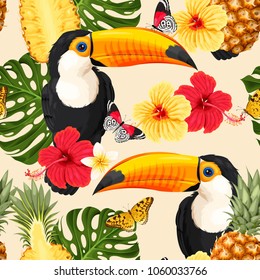 Toucans and flowers