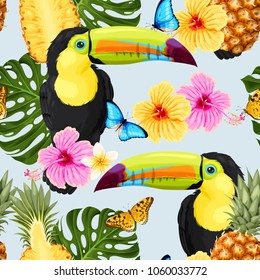 Toucans and flowers