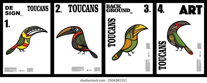 Fondo de dibujo a mano de tucanes para diseño, fondo, Anuncio, póster, folleto, folleto, etc