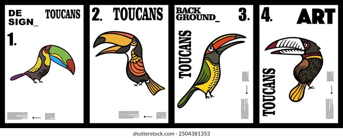 Fondo de dibujo a mano de tucanes para diseño, fondo, Anuncio, póster, folleto, folleto, etc