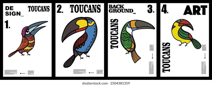 toucans hand drawing background for design, background, banner, poster, flyer, brochure, etc