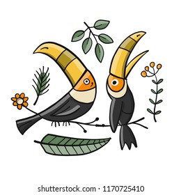 Toucans, paradise tropical bird for your design