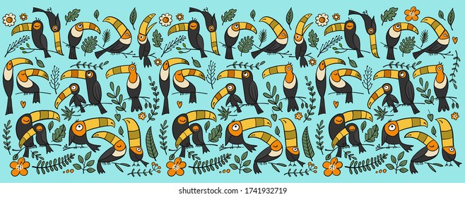 Toucans, paradise tropical bird for your design. Vector illustration