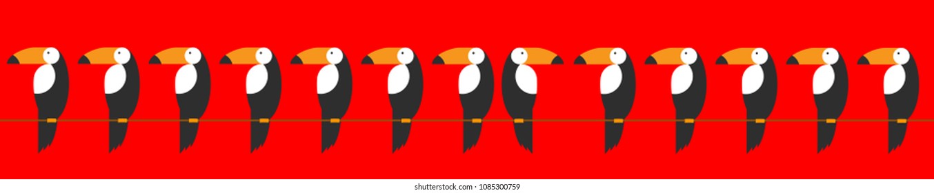 Toucans set icon. Cartoon illustration of toucan vector icon for web. Toucan flat style vector logo template isolated or red background