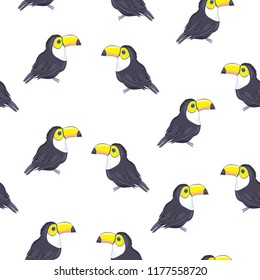 Toucans . Summer print, paper or textile design. Element of seamless pattern. Vector summer background.