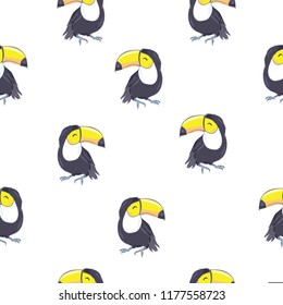 Toucans . Summer print, paper or textile design. Element of seamless pattern. Vector summer background.