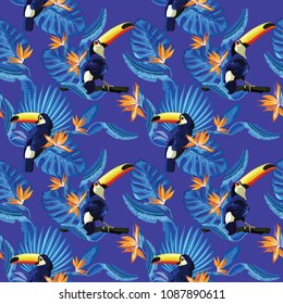 Toucan,vector seamless pattern.