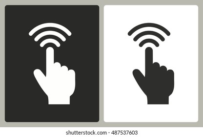 Touch - black and white icons. Vector illustration.