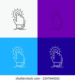 touch, click, hand, on, start Icon Over Various Background. Line style design, designed for web and app. Eps 10 vector illustration