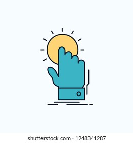 touch, click, hand, on, start Flat Icon. green and Yellow sign and symbols for website and Mobile appliation. vector illustration