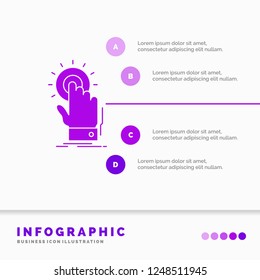 touch, click, hand, on, start Infographics Template for Website and Presentation. GLyph Purple icon infographic style vector illustration.