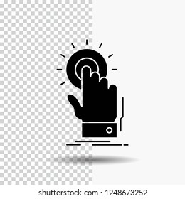 touch, click, hand, on, start Glyph Icon on Transparent Background. Black Icon