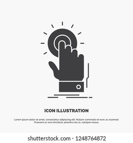 touch, click, hand, on, start Icon. glyph vector gray symbol for UI and UX, website or mobile application