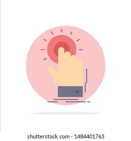 touch, click, hand, on, start Flat Color Icon Vector. Vector Icon Template background