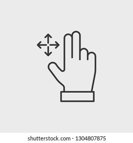 Touch, click, hand pointer, cursor, moving hand, left. right, up, down, movement modern simple clear flat outline vector icon