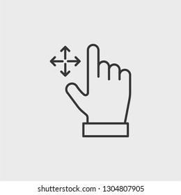 Touch, click, hand pointer, cursor, moving hand, left. right, up, down, movement modern simple clear flat outline vector icon