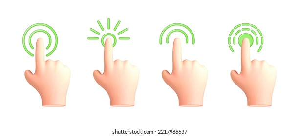 Touch or click icon design. 3D hand pointing icon design. Pointing gesture, tap screen, choose button. Vector 3d illustration.