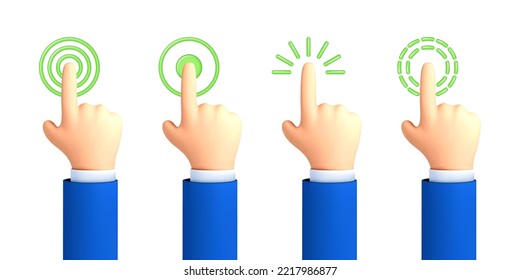 Touch or click icon design. 3D hand pointing icon design. Pointing gesture, tap screen, choose button. Vector 3d illustration.