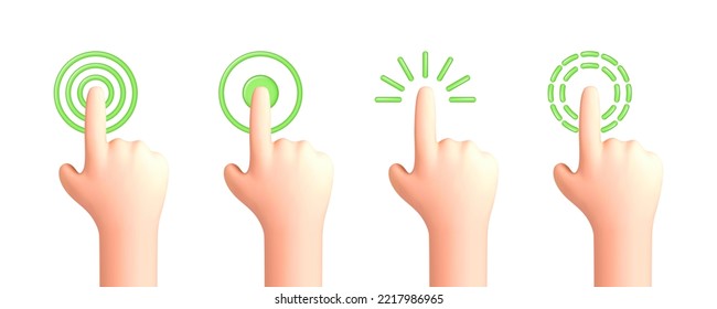 Touch or click icon design. 3D hand pointing icon design. Pointing gesture, tap screen, choose button. Vector 3d illustration.