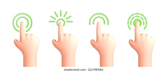 Touch or click icon design. 3D hand pointing icon design. Pointing gesture, tap screen, choose button. Vector 3d illustration.