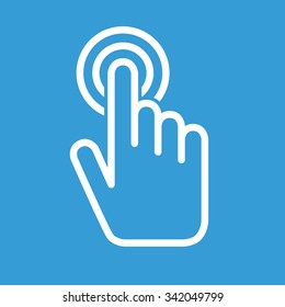 Touch click icon, hand pointing and pressing a button