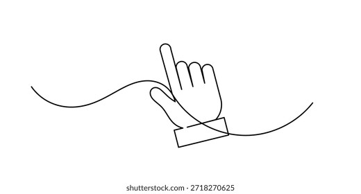 Icono de línea de control táctil. Gesto, mano, toque, presione, empuje, Botón, pantalla, deslizar, usuario, dispositivo, moderno. Concepto de Tecnología. Un estilo de línea. Icono de línea de Vector para Negocios y Publicidad.