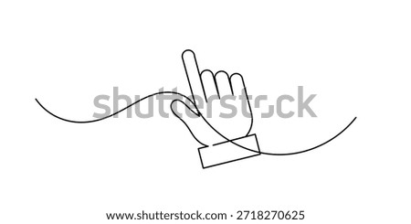 Touch control line icon. Gesture, hand, tap, press, push, button, screen, swipe, user, device, modern. Technology concept. One line style. Vector line icon for Business and Advertising.