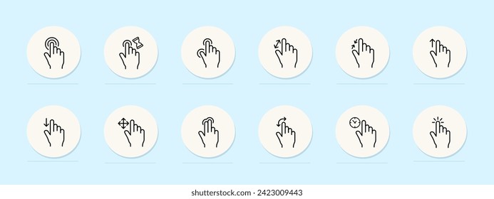 Touch control line icon. Touchscreen technology, tactile interaction, touch-sensitive interface. Pastel color background. Vector line icon for business and advertising