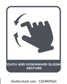 touch and downward sliding gesture icon vector on white background, touch and downward sliding gesture trendy filled icons from Hands and guestures collection
