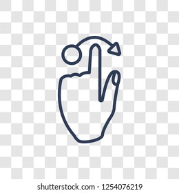 Touch and downward sliding gesture icon. Trendy linear Touch and downward sliding gesture logo concept on transparent background from Hands collection