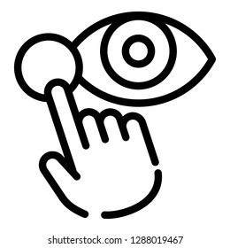 Touch eye icon. Outline touch eye vector icon for web design isolated on white background