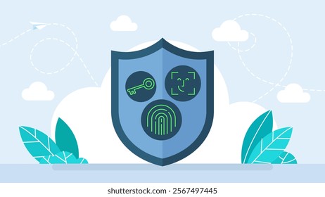 Touch and Face Scanner icon. Cyber security icons. Contains icons digital lock, cyber security, password, smart home, computer security, electronic key, fingerprint and more. Vector illustration