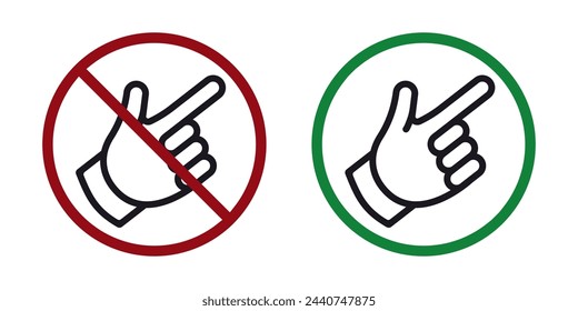 touch finger ban prohibit icon. Not allowed to touch. Forbidden crossed finder icon