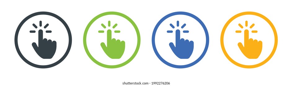 Touch with finger, hand gesture, tap and click icon. Vector illustration