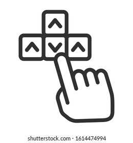 touch finger on arrow keyboard, linear icon. Editable stroke