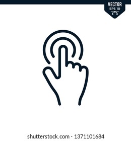 Touch Finger Or Screen Touch Gesture Icon Collection In Outlined Or Line Art Style, Editable Stroke Vector