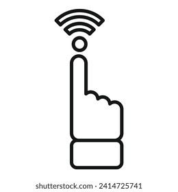 Tocar el vector de contorno de icono de punto wifi de dedo. Proveedor de Internet. Almacenamiento de enrutador