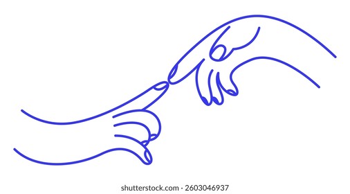 Touch of fingers. Hand gesture doodle icon. Contour vector illustration