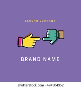 Touch of fingers, hands. Logo.