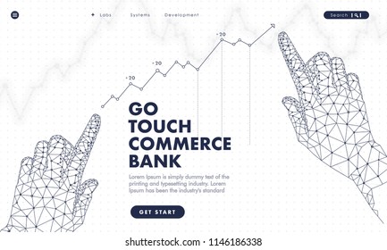 Touch the future analytics. Innovations systems commerce thinking and development technologies in automatics business systems. computers construction of analytical graphics. Future style.