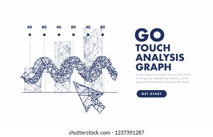 Touch the future arows analytics. Innovations robot systems hand and protection in innovations systems. Сomputers construction of analytical graphics. Abstract illustration on analysis structure.