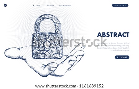 Touch the future arows analytics. Innovations robot systems hand and protection  technologies in innovations systems. lock computers construction of analytical graphics. Future style.