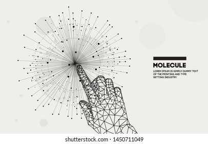 Toca el futuro.Innovaciones sistemas moleculares pensamiento intuitivo y tecnologías de desarrollo en sistemas de ciborg automático e industria química. Tecnologías futuras estilo geométrico.