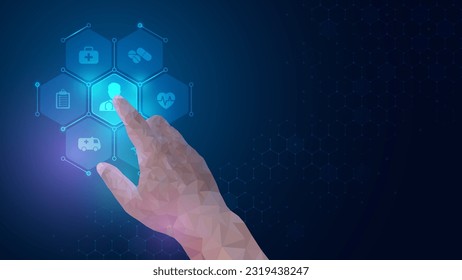 Touch the future, Interface technology, the future of user experience. Futuristic concept. Vector illustration.