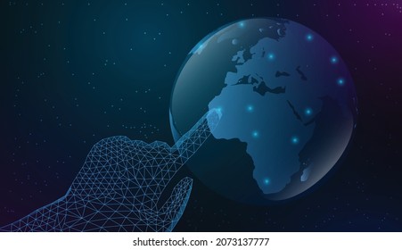 Toque el futuro, la ciencia y la tecnología de la ilustración vectorial