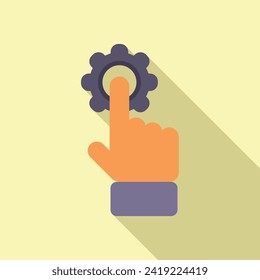 Touch gear button icon flat vector. Audience seo. Online boost