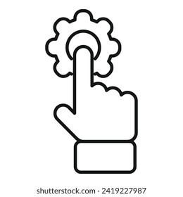 Touch gear button icon outline vector. Audience seo. Online boost