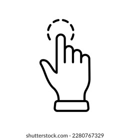 Touch Gesture of Computer Mouse. Pointer Finger Black Line Icon. Cursor Hand Linear Pictogram. Click Press Double Tap Swipe Point Outline Symbol. Editable Stroke. Isolated Vector Illustration.